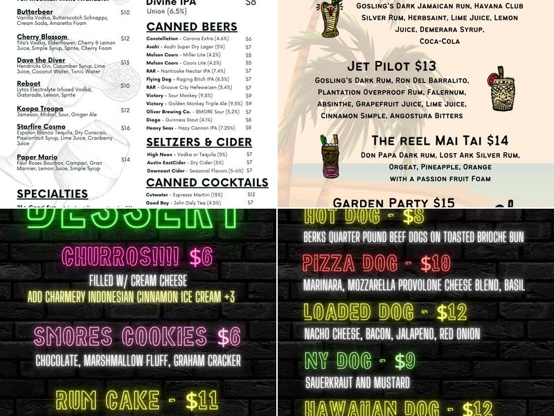 GameOn bar+arcade Menu