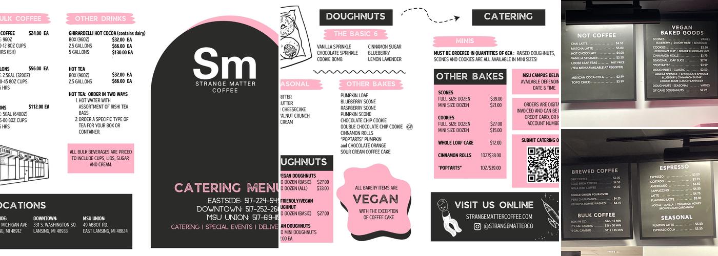 Strange Matter Coffee MSU Union Menu