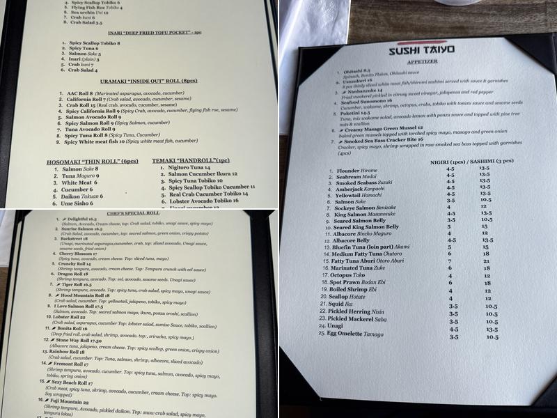 Sushi Taiyo Menu