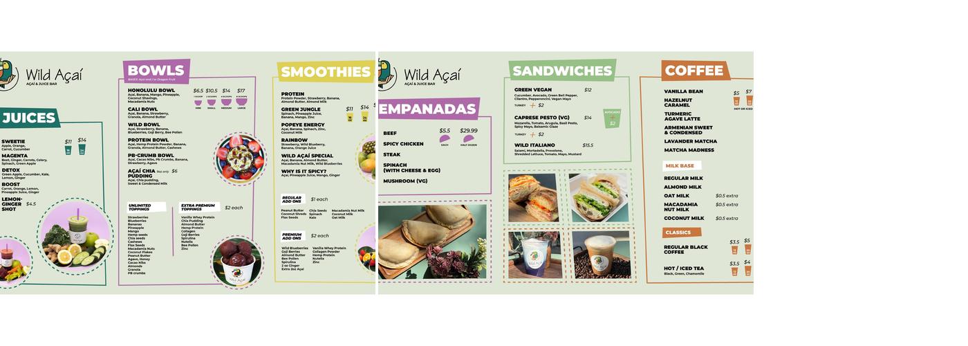 Wild Açaí Menu