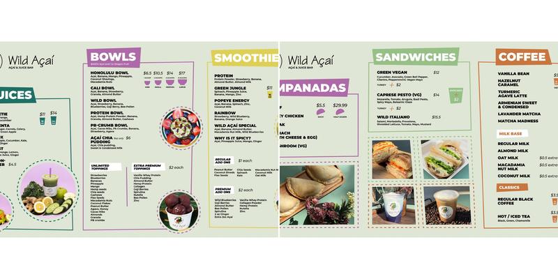 Wild Açaí Menu