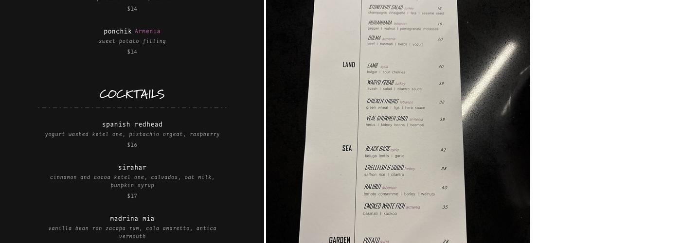 The Black Sheep Menu