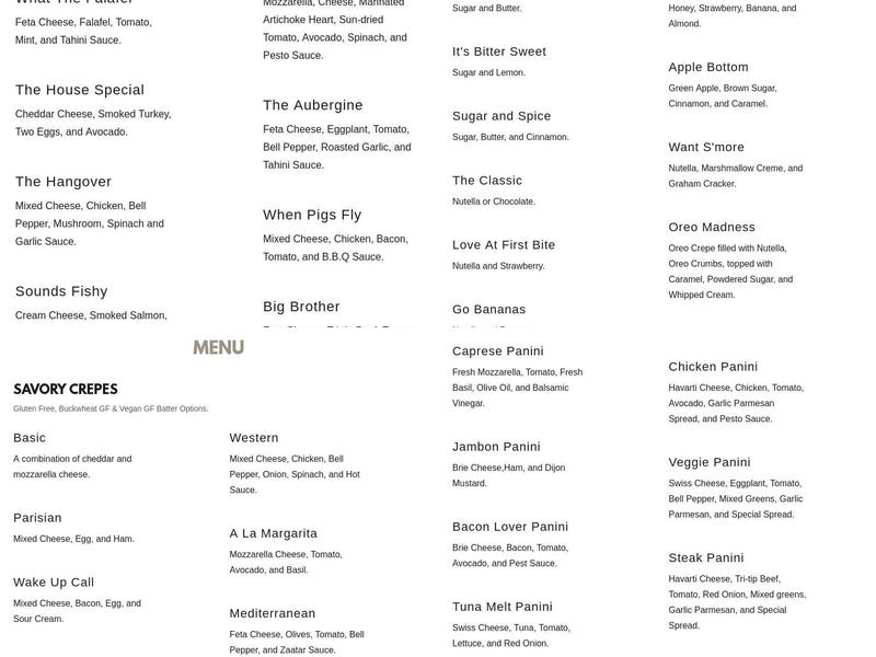 The Crepe Stop Roseville Menu
