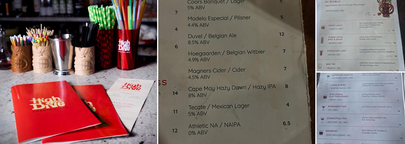 High Dive Menu