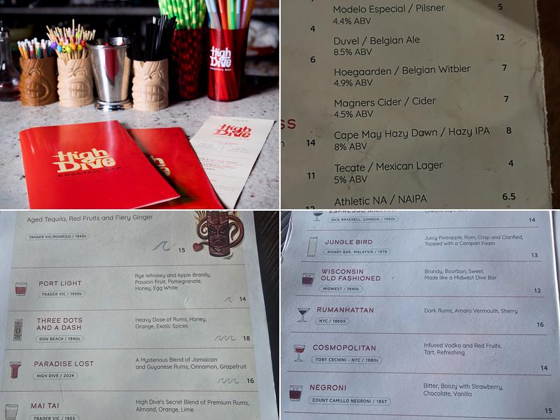 High Dive Menu