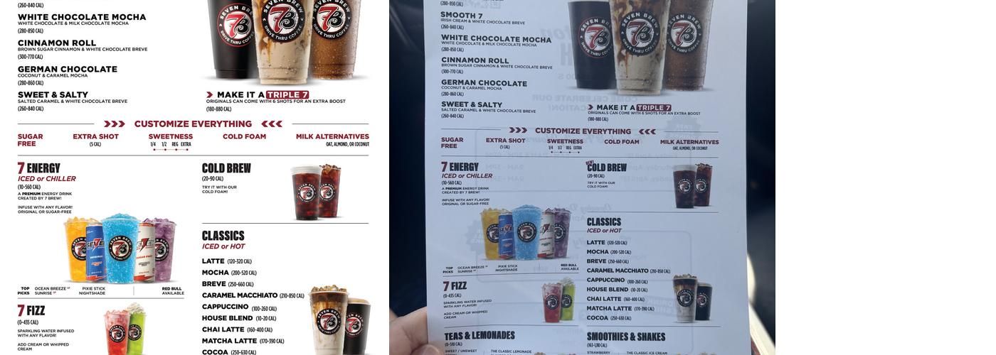 7 Brew Coffee Menu