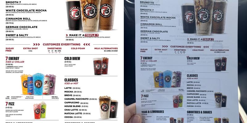 7 Brew Coffee Menu
