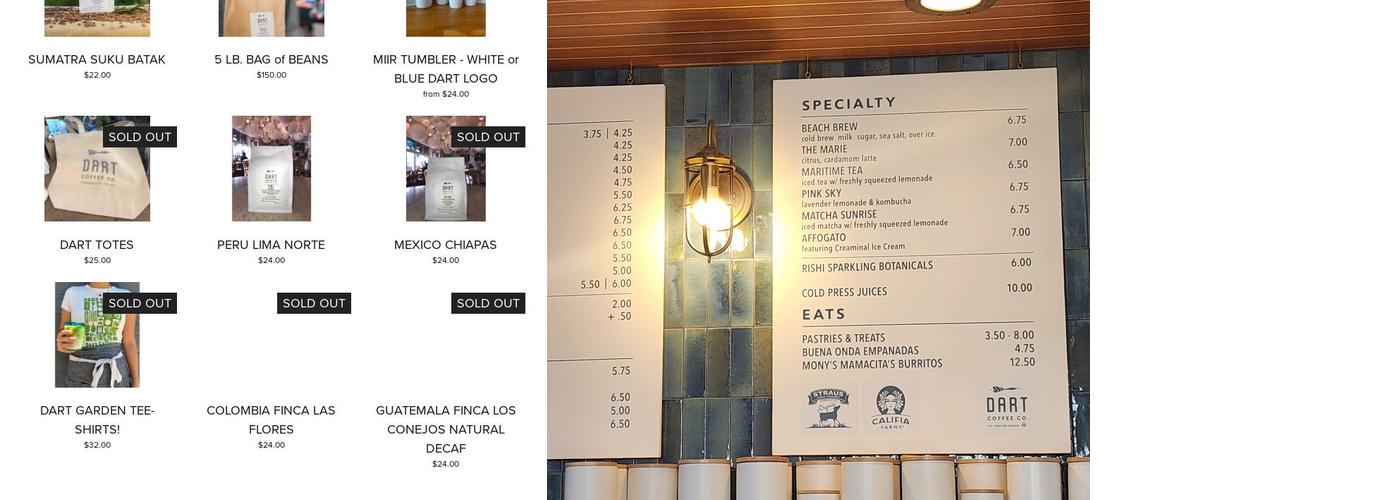 Dart Coffee Co - SB Harbor Menu