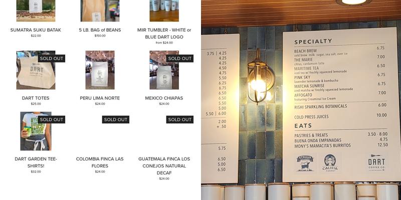 Dart Coffee Co - SB Harbor Menu