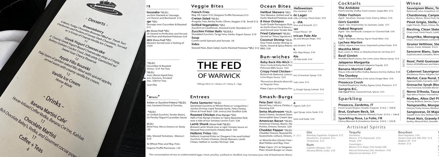 The Fed of Warwick Menu