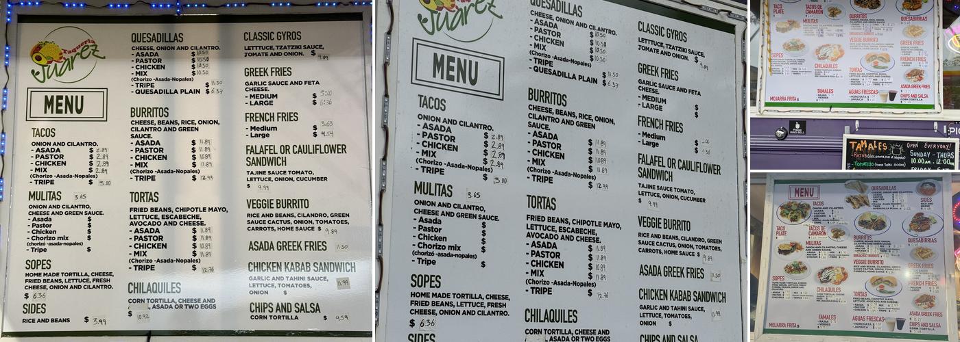 Taqueria Juarez Menu