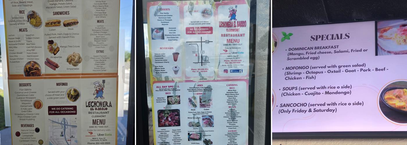 LECHONERA EL BARRIO Menu