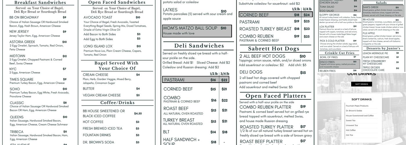 The Bagel Baker Delicatessen Menu