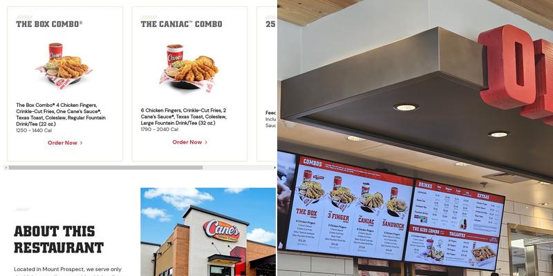Raising Cane's Chicken Fingers Menu