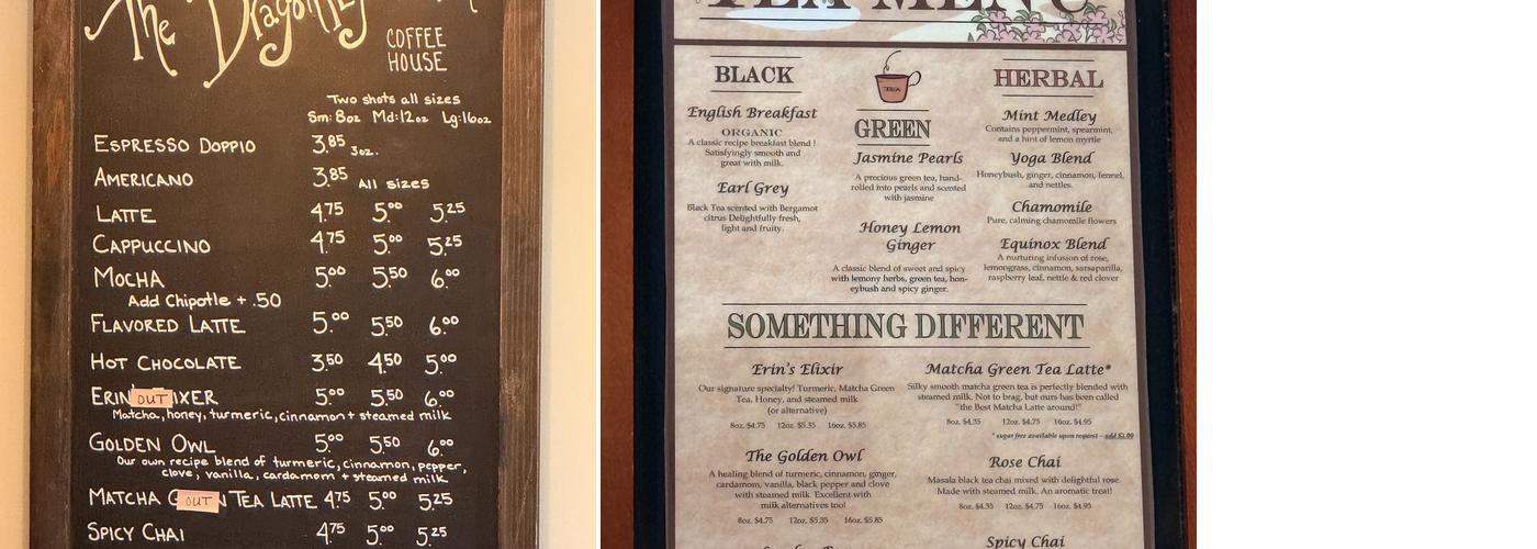 Dragonfly Coffee House Orcas Island Menu