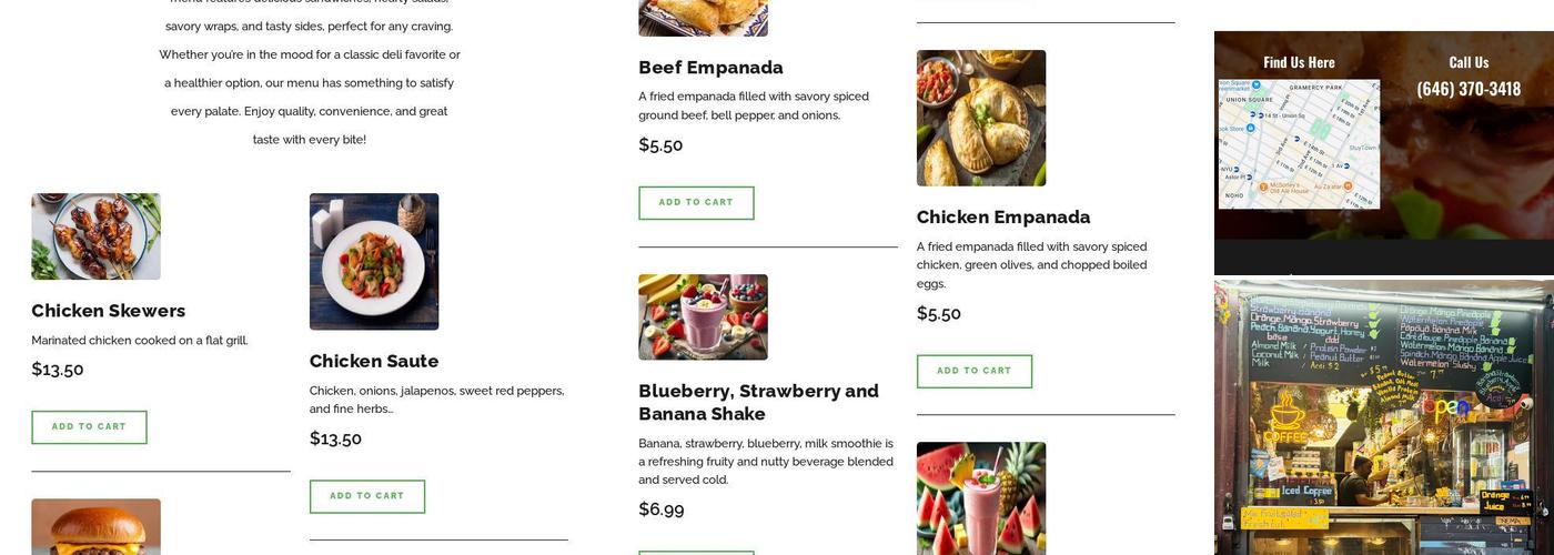 Mini Gourmet Deli Menu