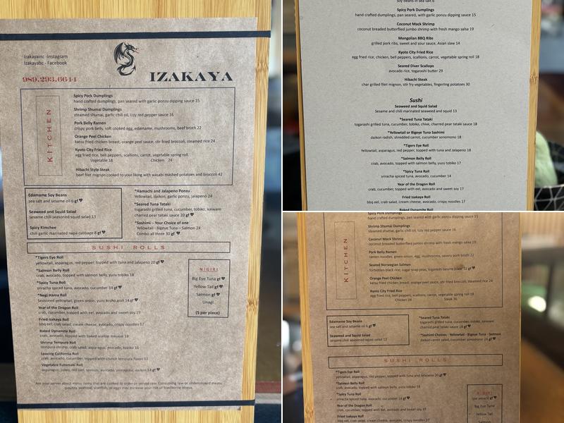 Izakaya Menu