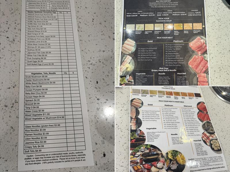 BoSa Kobe Hot Pot Menu