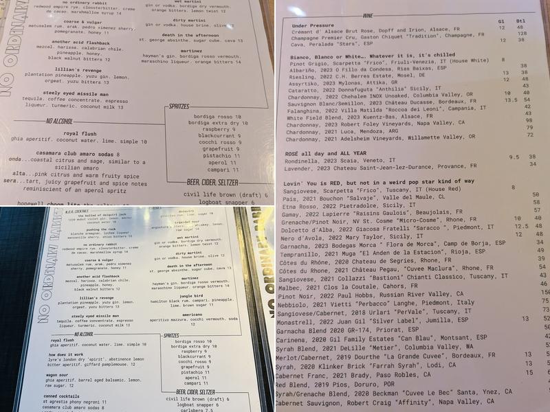 No Ordinary Rabbit Menu