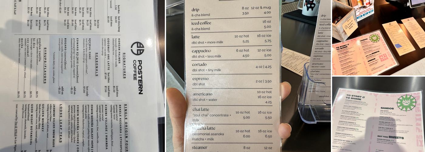 Postern Coffee Menu