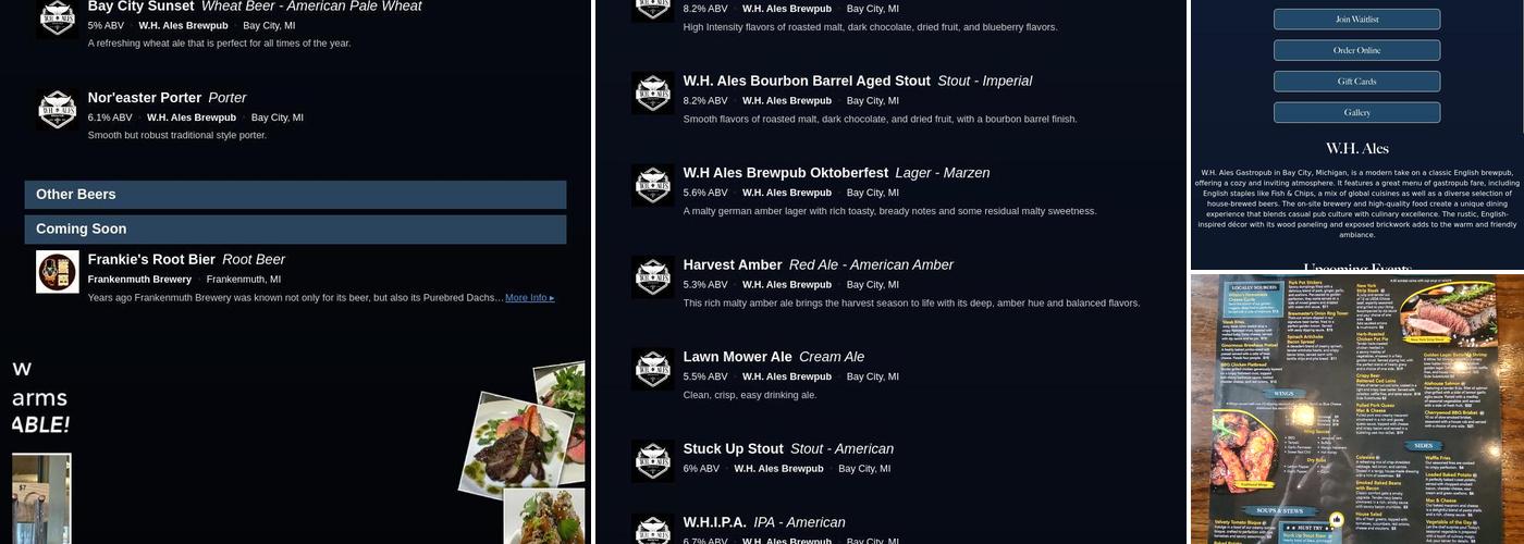 W.H. Ales Brewpub Menu