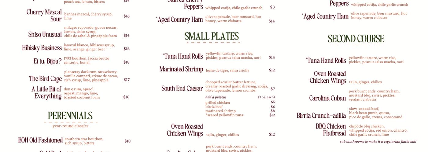 Folia Menu