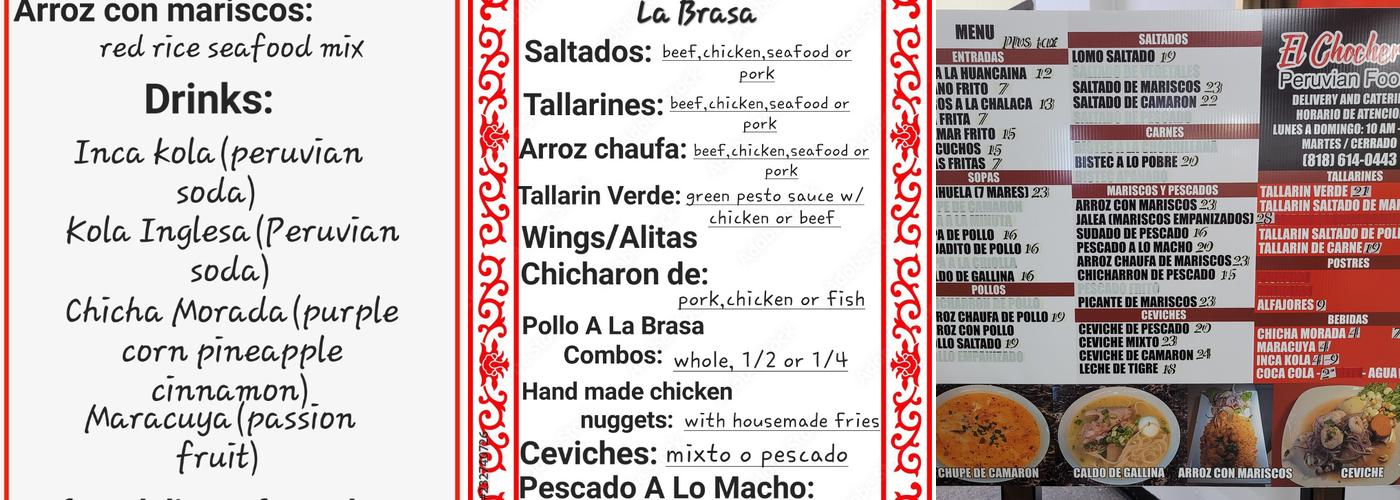 El Chocherita Pollos A La Brasa Menu