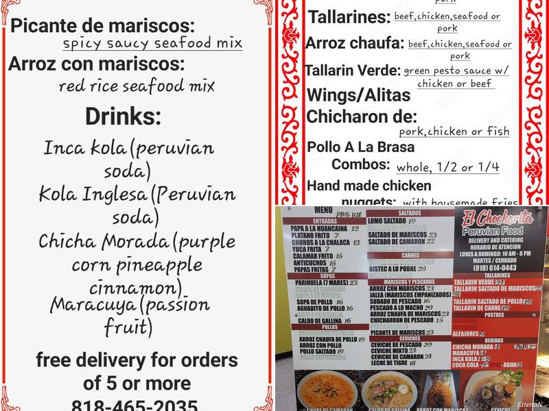 El Chocherita Pollos A La Brasa Menu