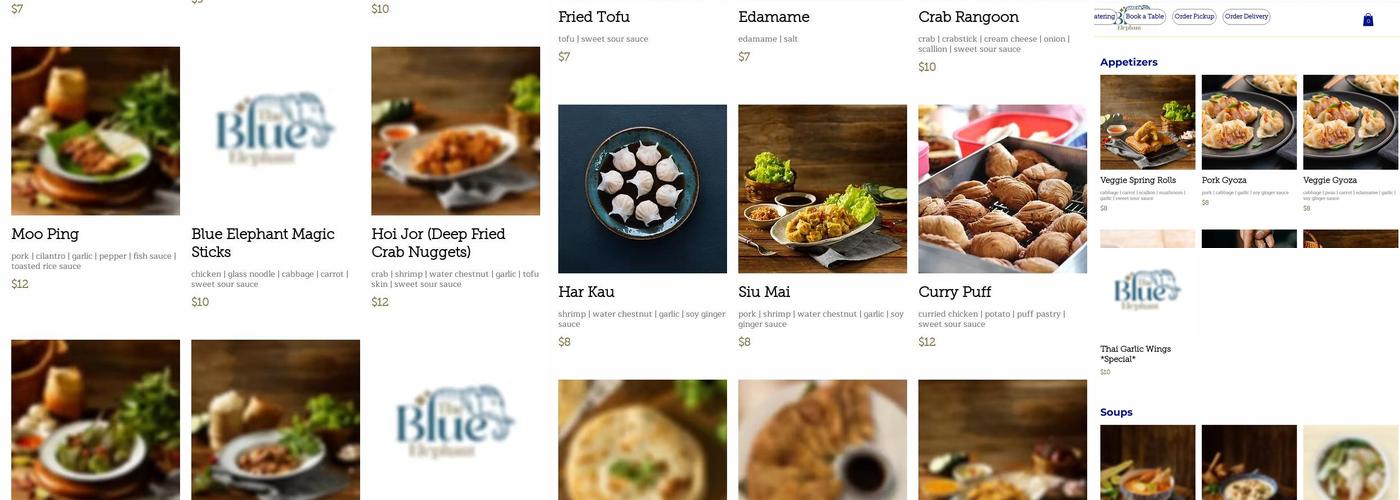 The Blue Elephant Menu