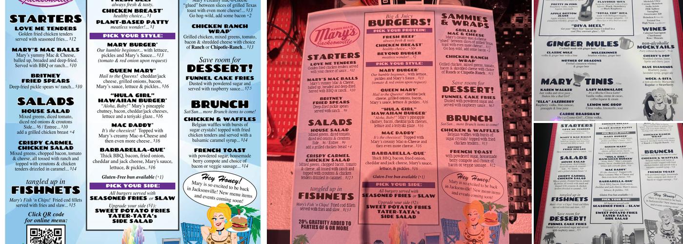 Hamburger Mary's Jax 2.0 Menu