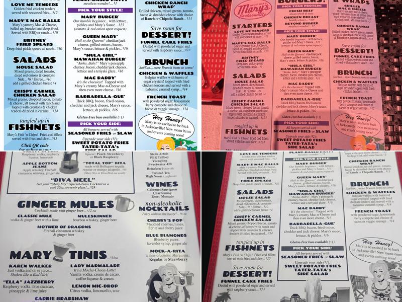 Hamburger Mary's Jax 2.0 Menu