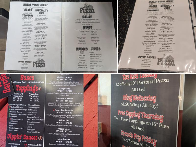 Pleasant Street Pizza Pub Menu