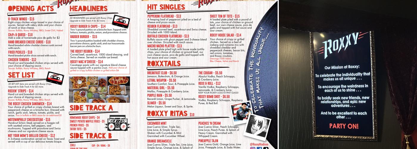 Roxxy - Madison Menu