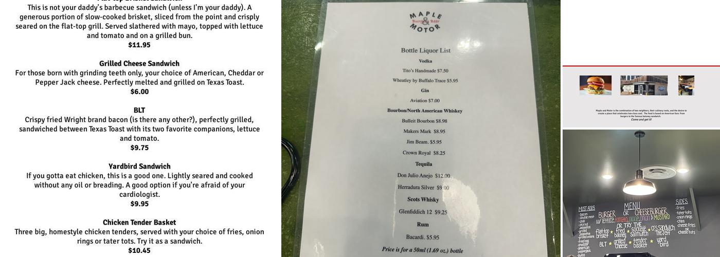 Maple & Motor Menu