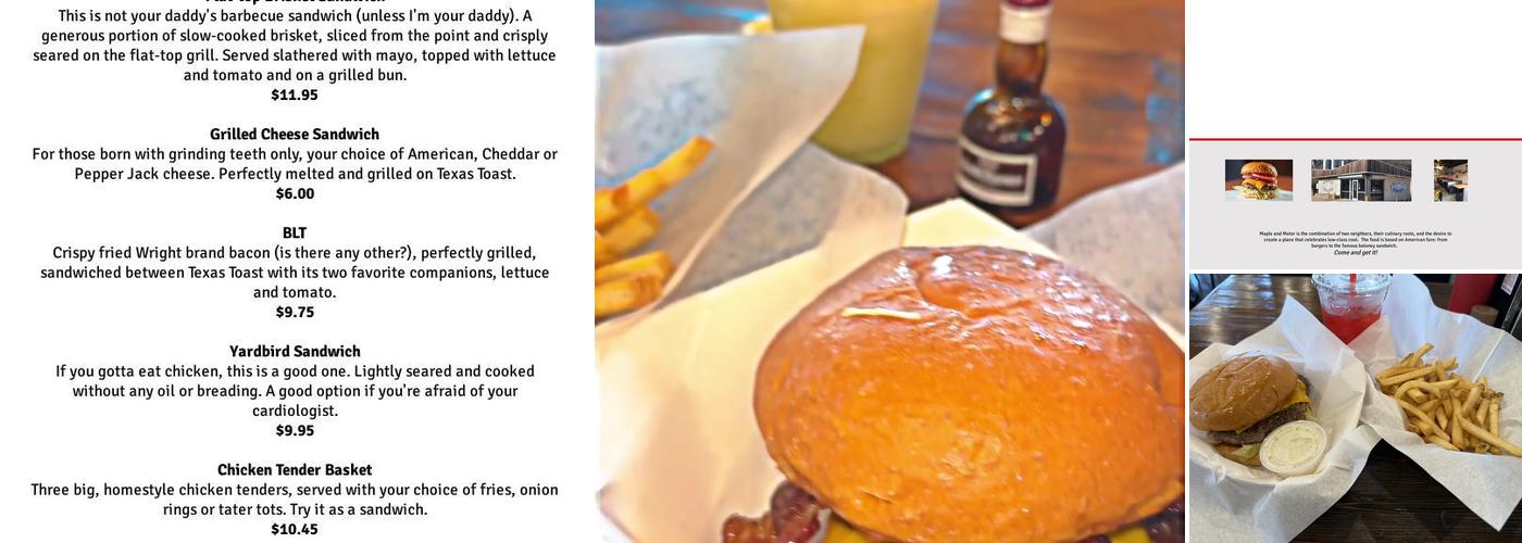 Maple & Motor Menu