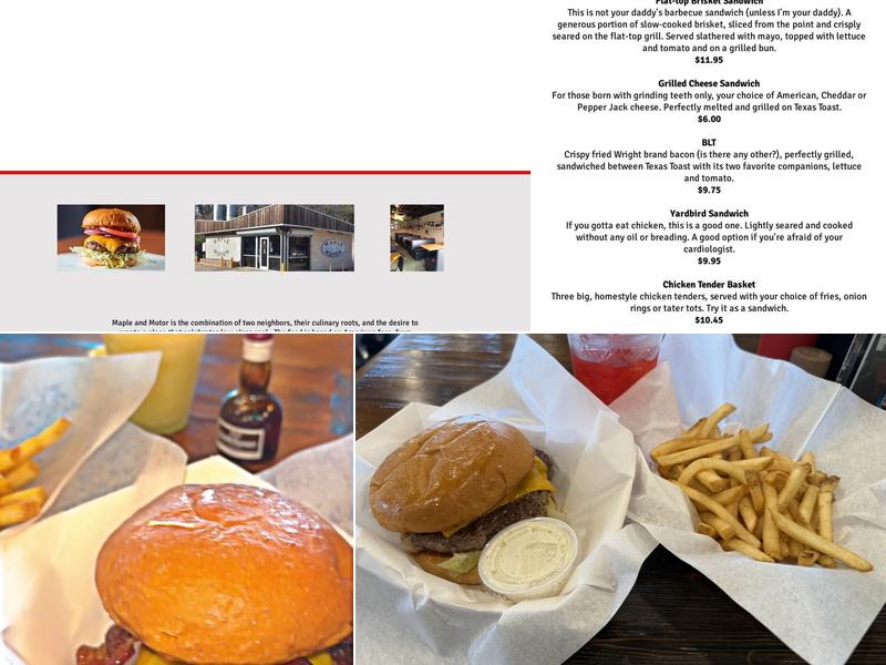 Maple & Motor Menu