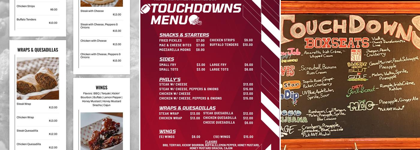Touchdowns Menu