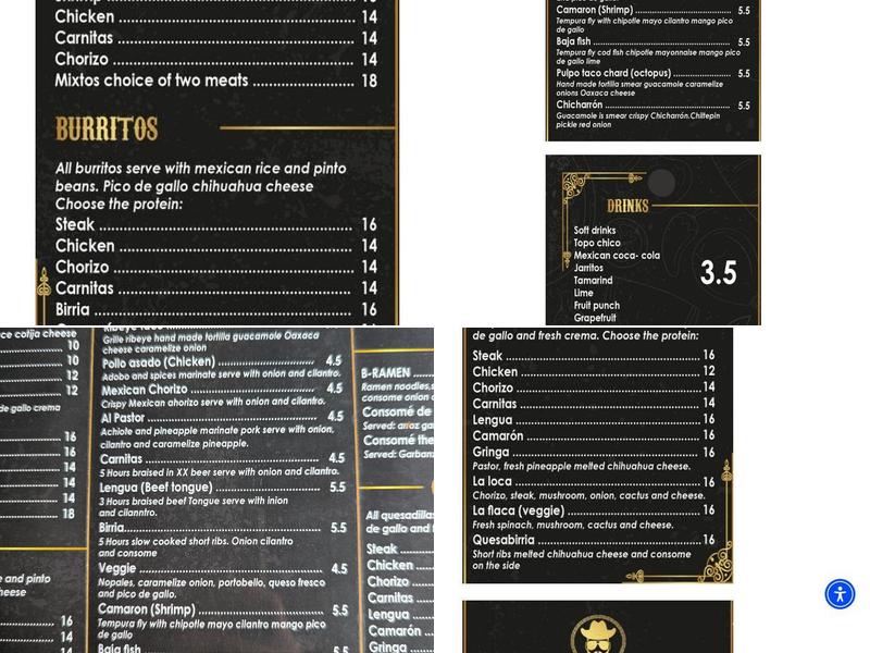 Taqueria El Buchon Menu