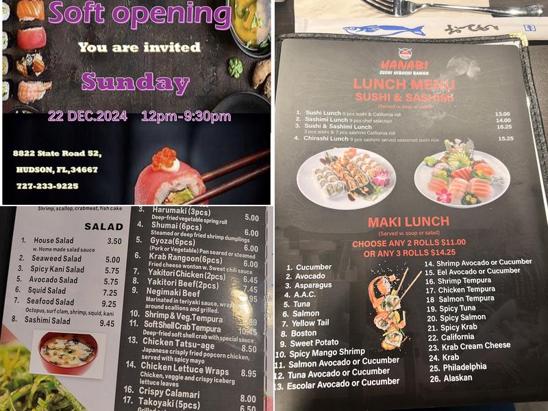 Hanabi sushi&hibachi ramen Menu