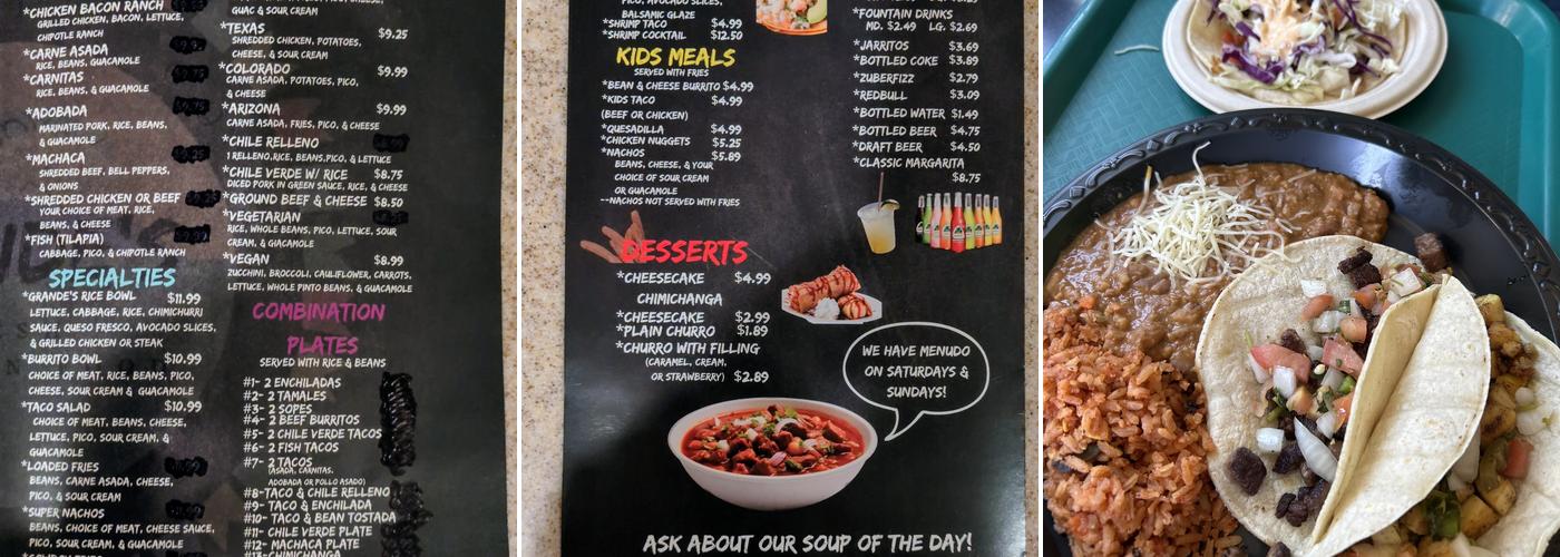 Grande's Menu
