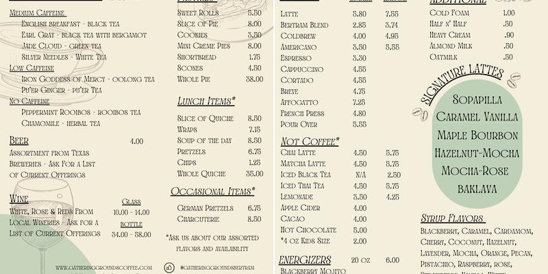 Gathering Grounds Menu