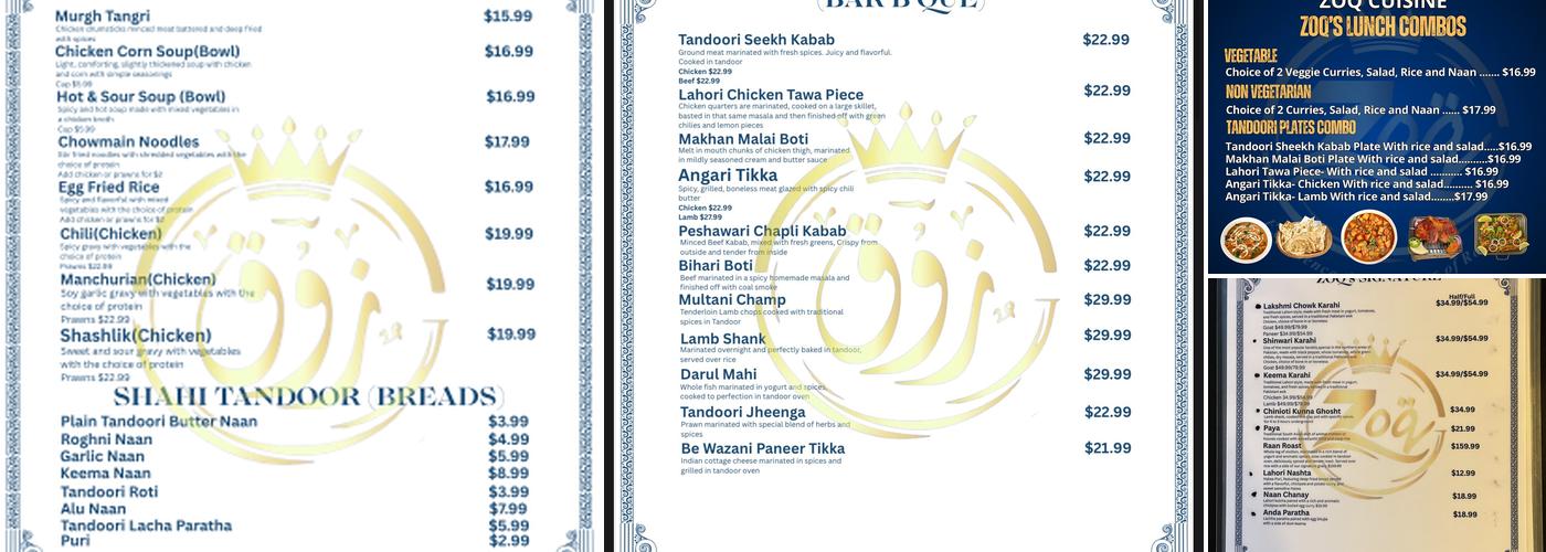 Zoq Cuisine Menu