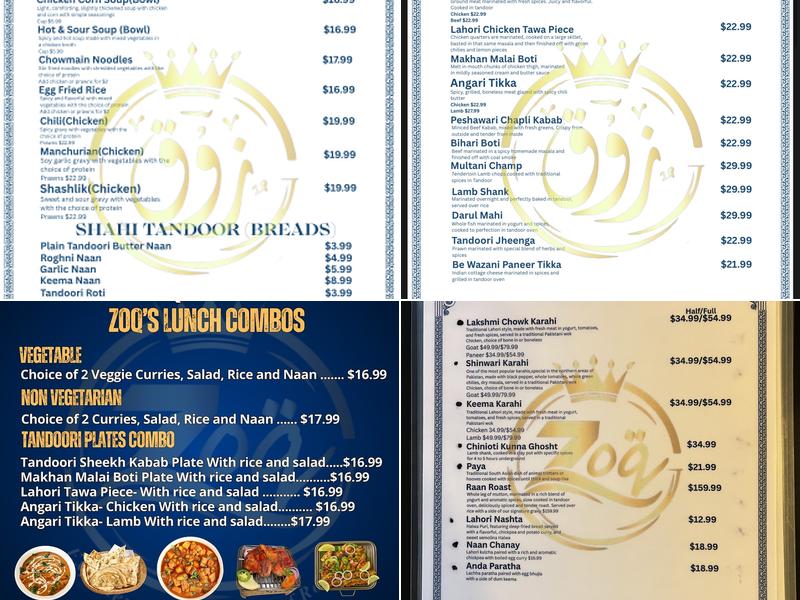 Zoq Cuisine Menu