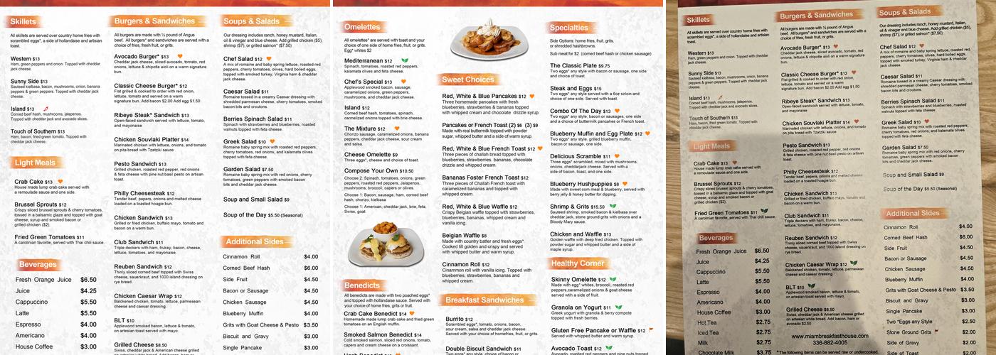 Miam Breakfast House-High Point Menu