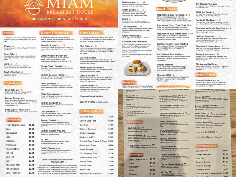 Miam Breakfast House-High Point Menu