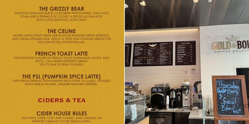 San Francisco Coffee Roasting Company: Gold & Bold Menu