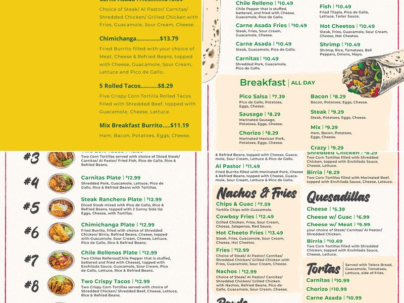 Rancherito's Mexican Food Menu