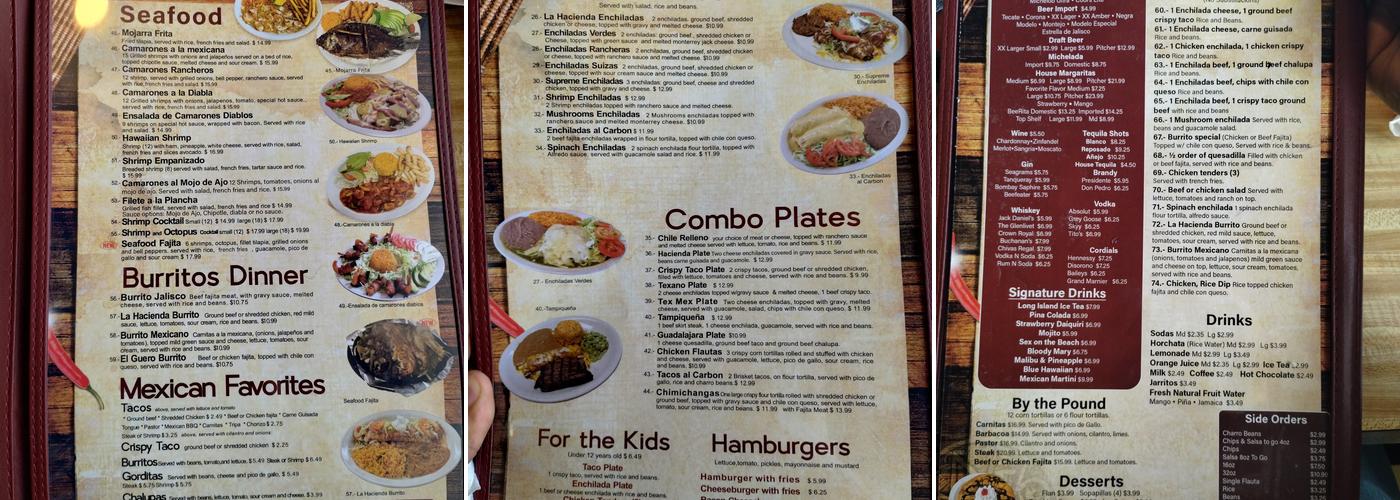 La Hacienda Mexican Grill & Cantina #3 Menu