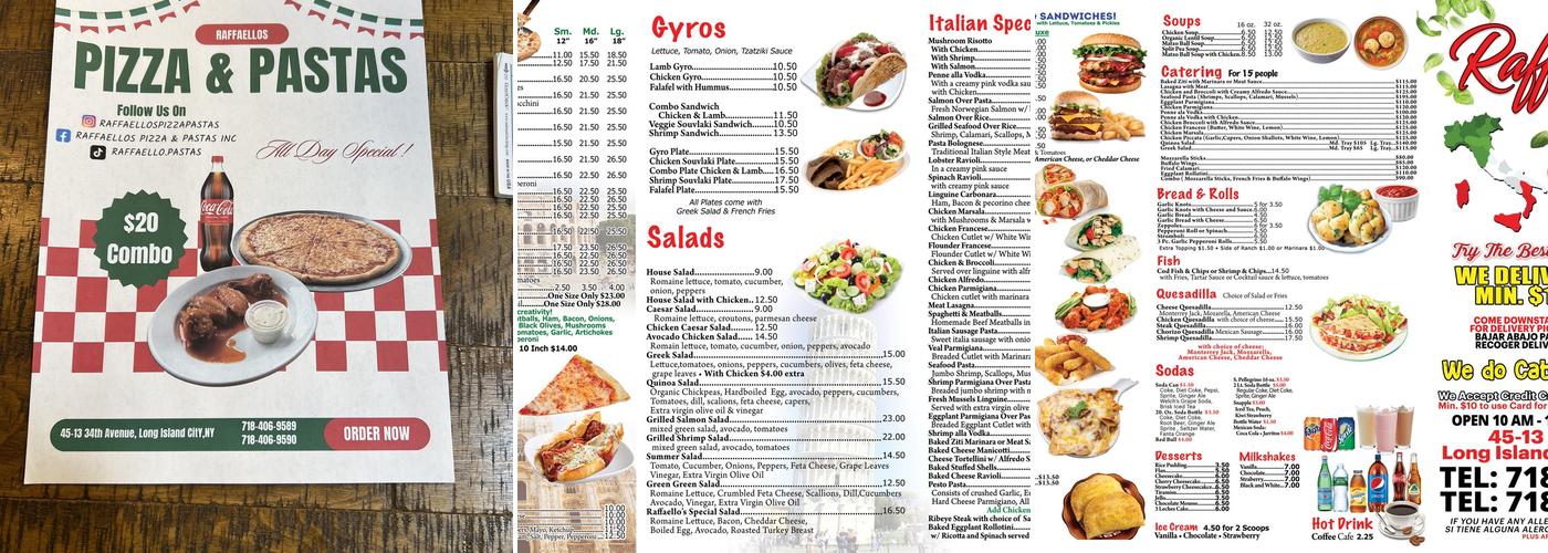 Raffaello’s Pizza & Pastas Menu