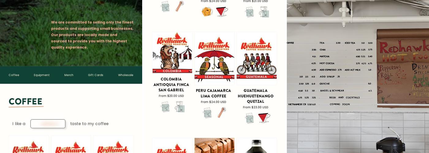 Redhawk Coffee Roasters Menu